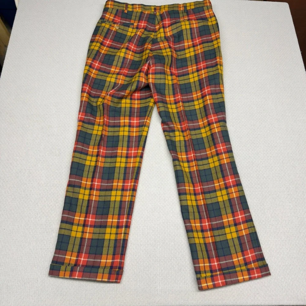 Vtg Orvis Pants Mens 38x32 Wool Tartan Plaid Cuffed Trousers Golf Punk Nerd